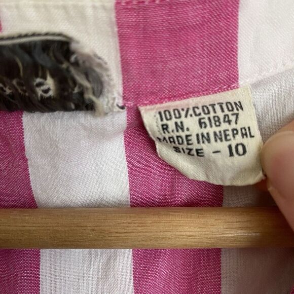 Vintage Pink White Wide Stripe Cotton Button Vest Women’s 10 Summer Kidcore - Picture 4 of 8